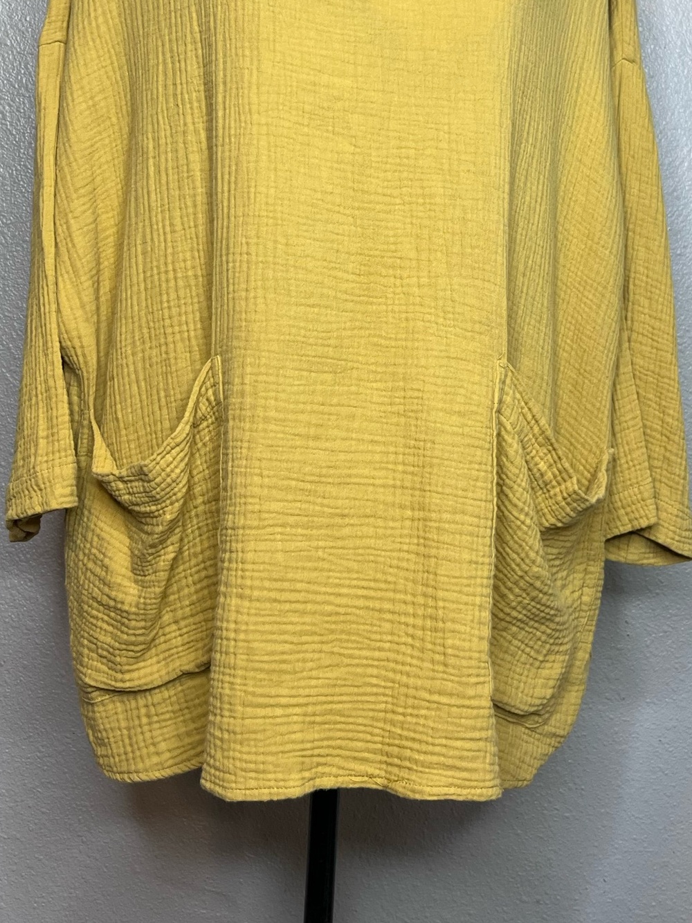 Jones New York 100% Cotton Gauze Mustard Yellow Relaxed Tunic Top Sz L - Picture 4 of 11
